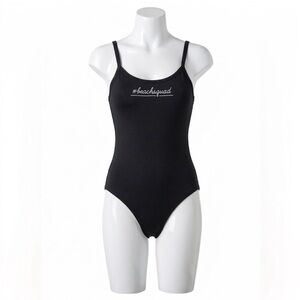 Garage Black High-Cut One-Piece Beach Swimsuit- “Beach Squad” Womens XS